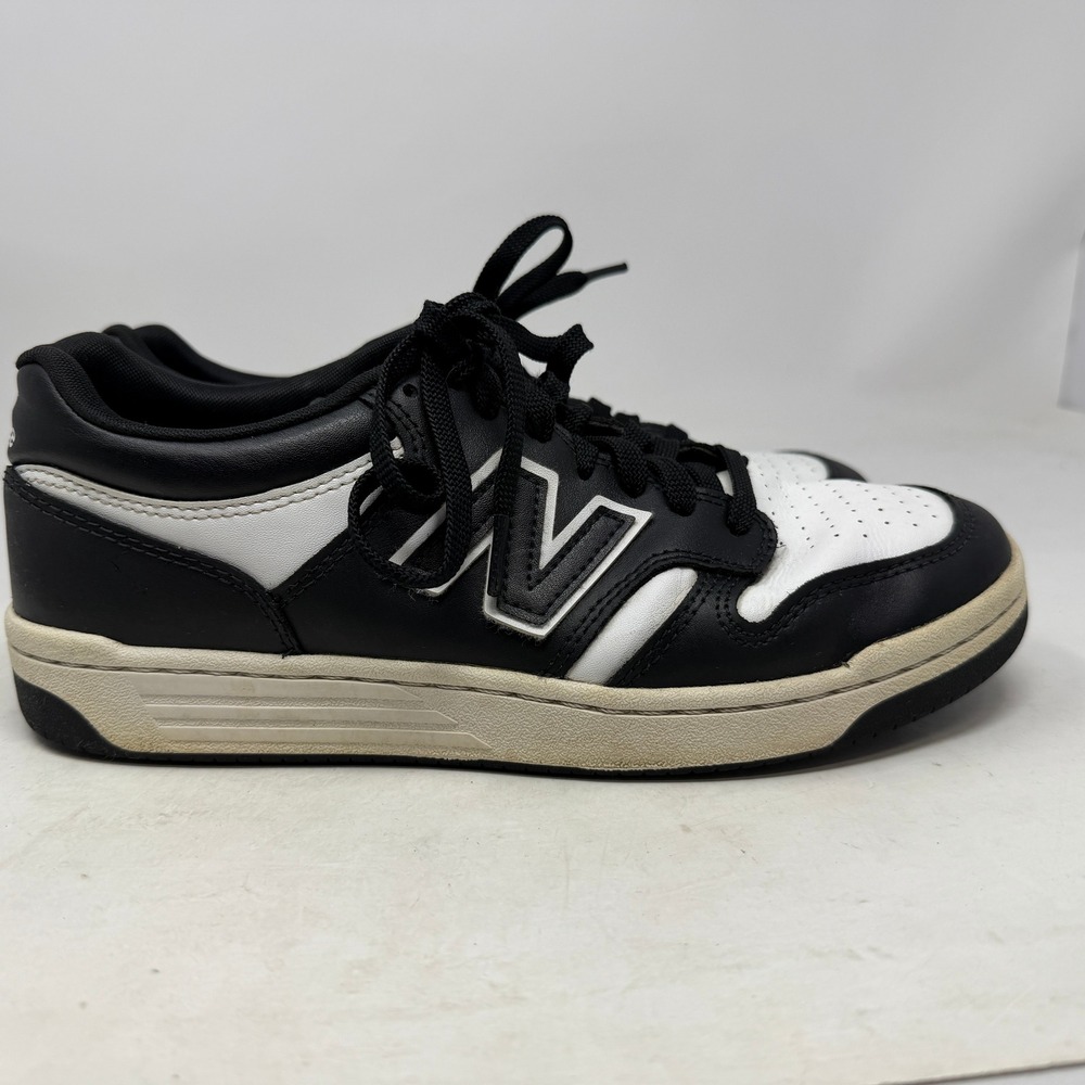 New Balance Sneakers Mens 8.5 480 Black White Leather Low Top BB480LBA EUC